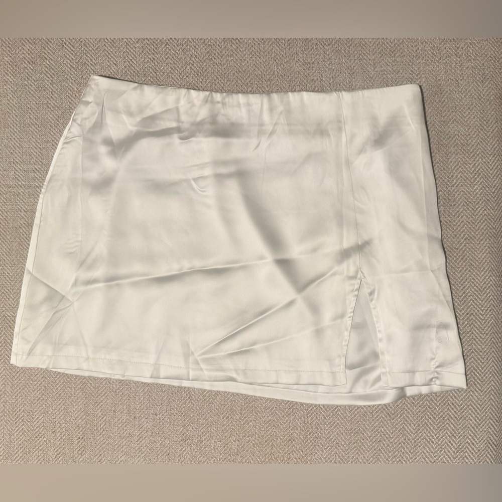 White Mini Skirt with Side Slit